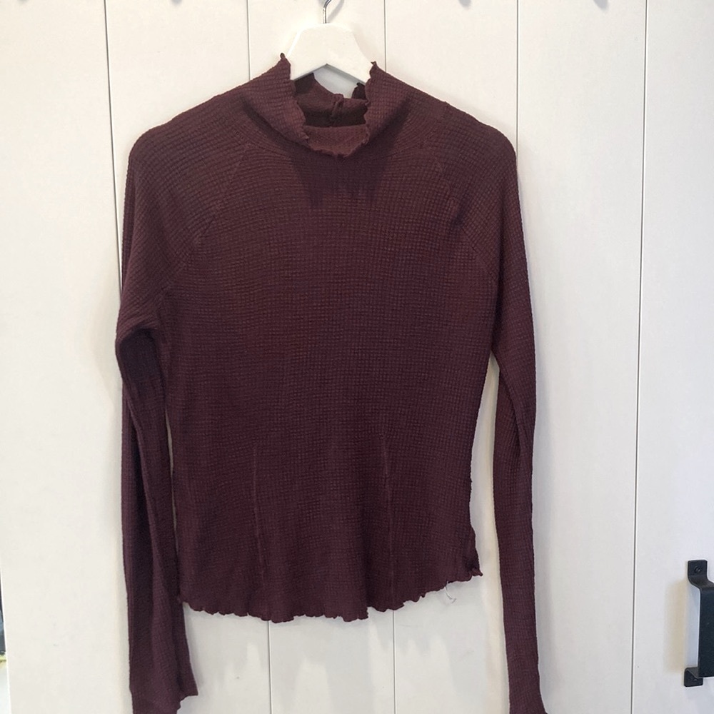 Free People Burgundy Thermal Shirt